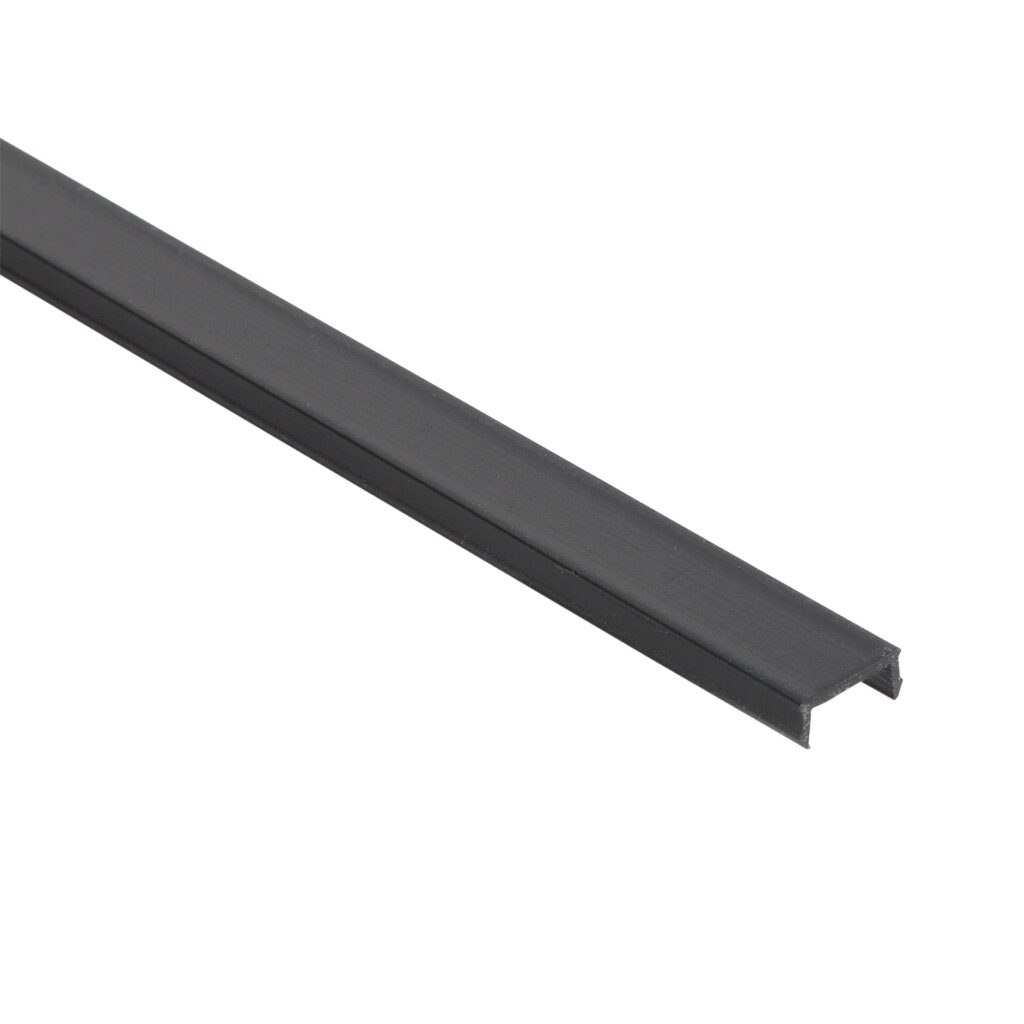 151165 - FATH cover profile, black, 2000mm, polypropylene, slot size 8. Package of 25. For use with all 1.5in, 3in, 40mm and 80mm profile T-slotted rails. Manufacturer part number: 092050.
