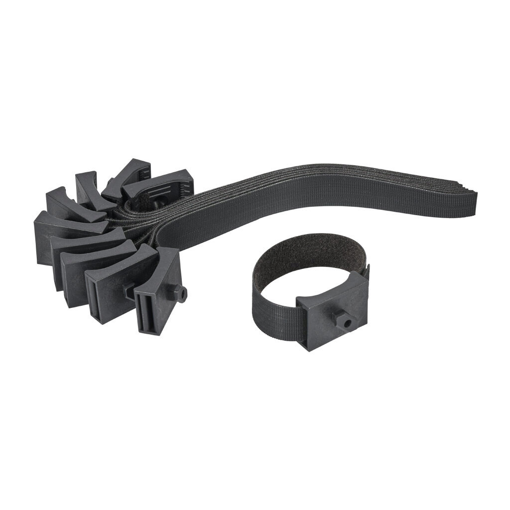 151175 - FATH hook and loop, black, 4.5 x 20 x 200mm, glass-filled nylon/polypropylene, slot size 8. Package of 10. For use with all 1.5in, 3in, 40mm and 80mm profile T-slotted rails. Manufacturer part number: 093803N08S01.