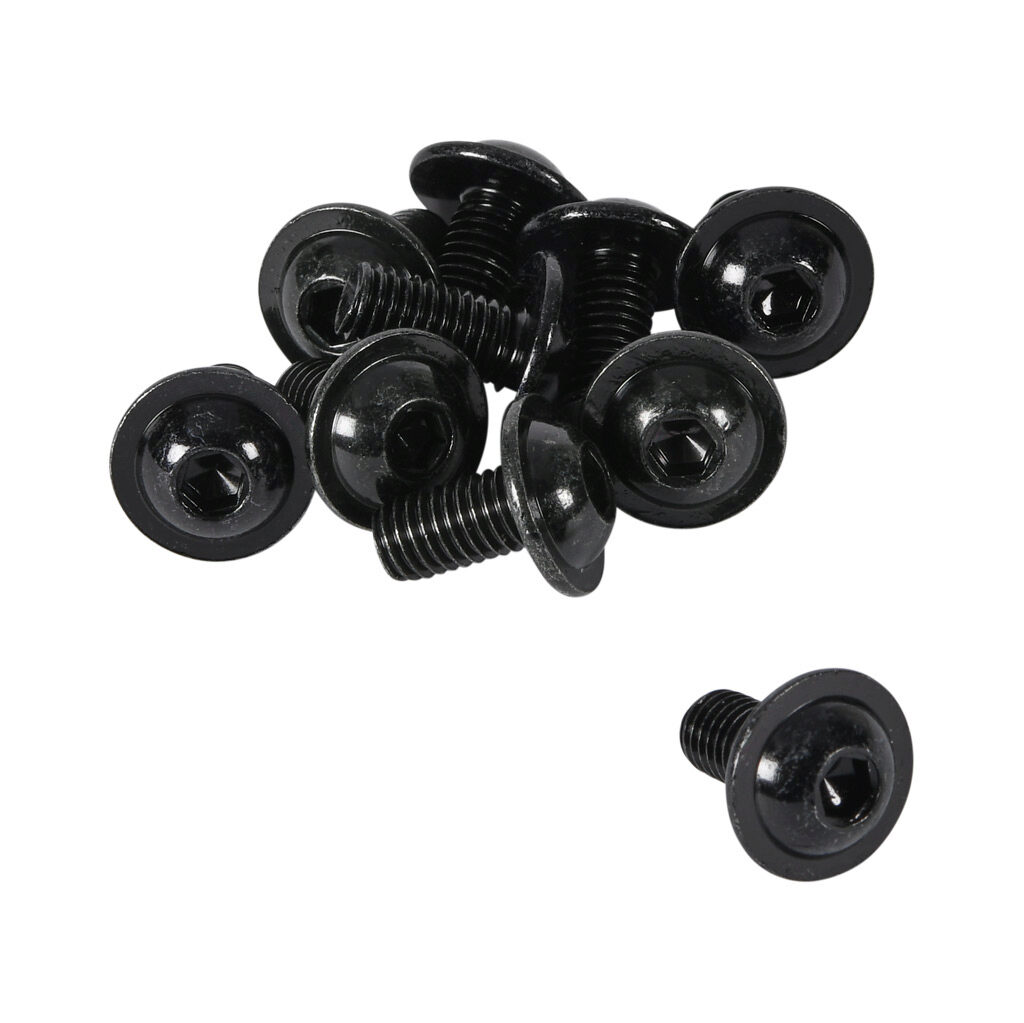 151184 - FATH flanged button head socket cap screw, gloss black, M8-1.25 x 16mm, zinc plated steel, slot size 8/10. Package of 10. For use with all 1.5in, 3in, 30mm, 40mm, 45mm, 60mm, 80mm and 90mm profile T-slotted rails. Manufacturer part number...