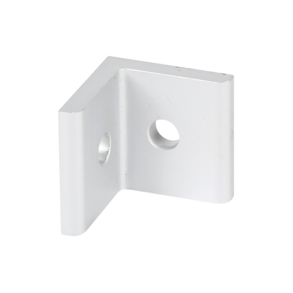 151195 - FATH inside corner bracket, silver, 90-degree, 2 holes, anodized aluminum, slot size 8. For use with all 30mm and 60mm profile T-slotted rails. Manufacturer part number: 093WD30.