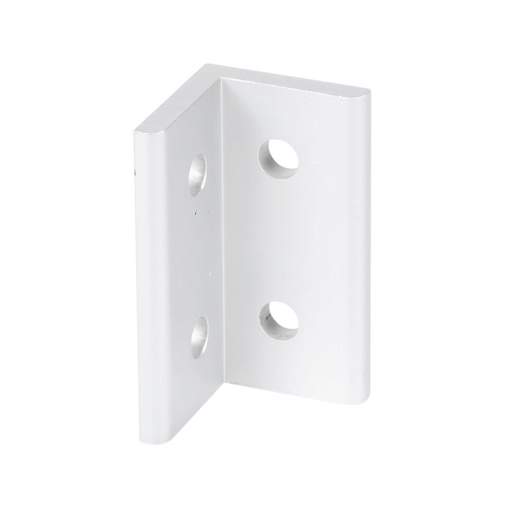 151196 - FATH wide inside corner bracket, silver, 90-degree, 4 holes, anodized aluminum, slot size 8. For use with all 30mm and 60mm profile T-slotted rails. Manufacturer part number: 093WD6030.
