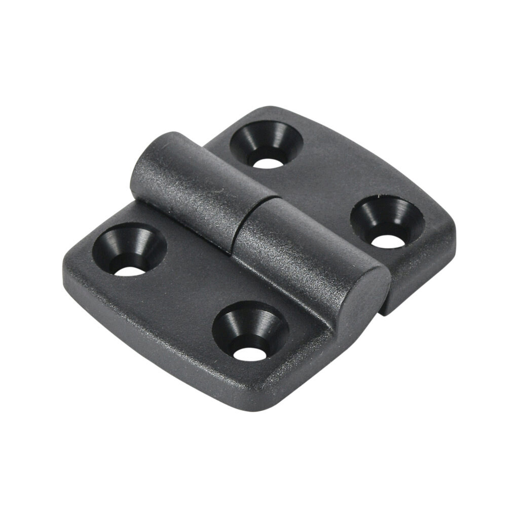 151203 - FATH left-hand detachable combination hinge, black, fiberglass reinforced plastic, slot size 8. For use with all 30mm and 60mm profile T-slotted rails. Manufacturer part number: 095K3030L08.