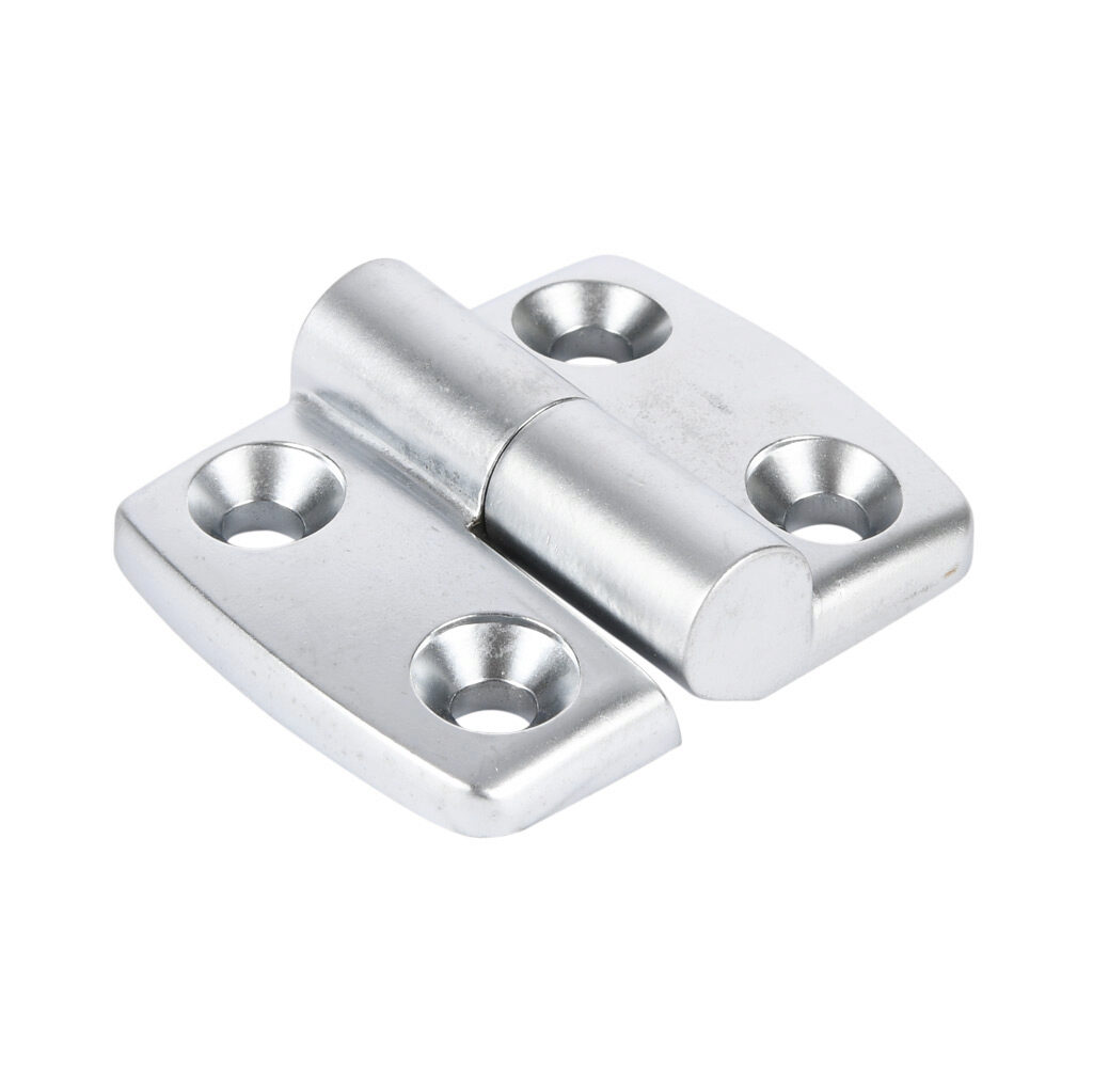 151208 - FATH right-hand detachable combination hinge, silver, die-cast aluminum, slot size 8. For use with all 30mm and 60mm profile T-slotted rails. Manufacturer part number: 095A3030RS20.