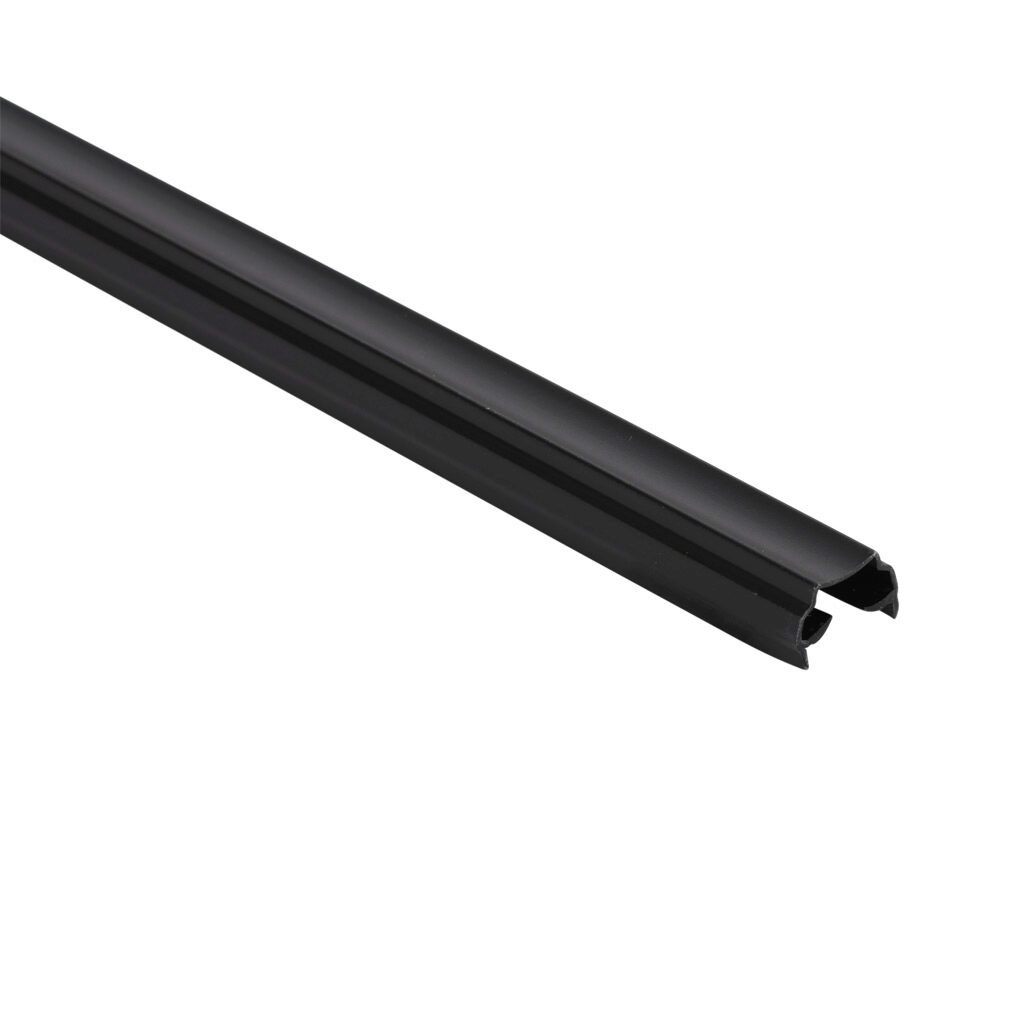 151210 - FATH cover and reduction profile, black, 2000mm, thermoplastic elastomer, slot size 8. Package of 25. For use with all 30mm and 60mm profile T-slotted rails. Manufacturer part number: 092242.
