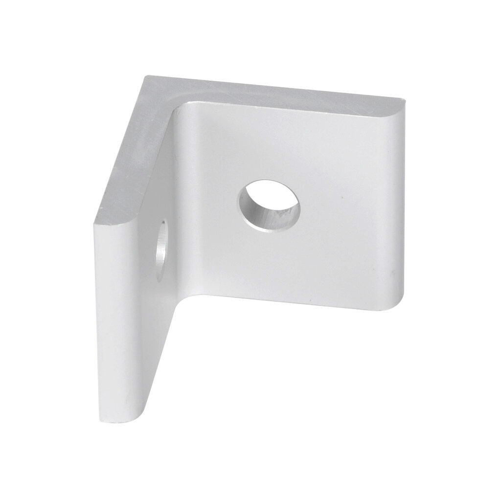 151222-10 - FATH inside corner bracket, silver, 90-degree, 2 holes, anodized aluminum, slot size 8. Package of 10. For use with all 40mm and 80mm profile T-slotted rails. Manufacturer part number: 093WD40.