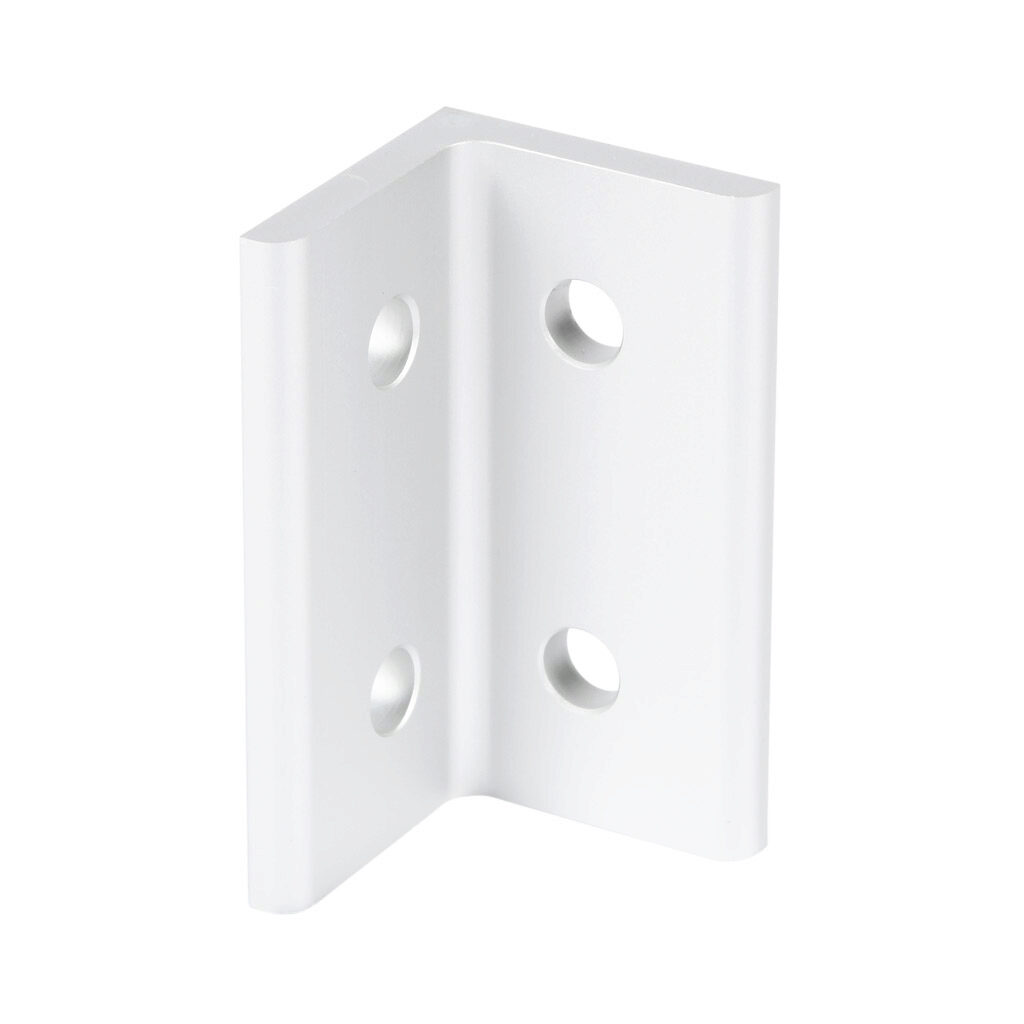 151223 - FATH wide inside corner bracket, silver, 90-degree, 4 holes, anodized aluminum, slot size 8. For use with all 40mm and 80mm profile T-slotted rails. Manufacturer part number: 093WD8040.