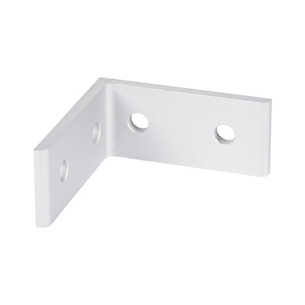 151224 - FATH tall inside corner bracket, silver, 90-degree, 4 holes, anodized aluminum, slot size 8. For use with all 40mm and 80mm profile T-slotted rails. Manufacturer part number: 093WD4080.