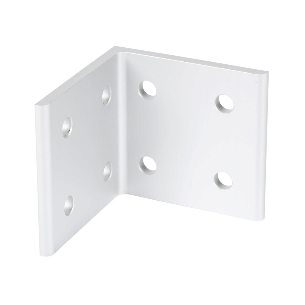 151225 - FATH inside corner bracket, silver, 90-degree, 8 holes, anodized aluminum, slot size 8. For use with all 40mm and 80mm profile T-slotted rails. Manufacturer part number: 093WD8080.