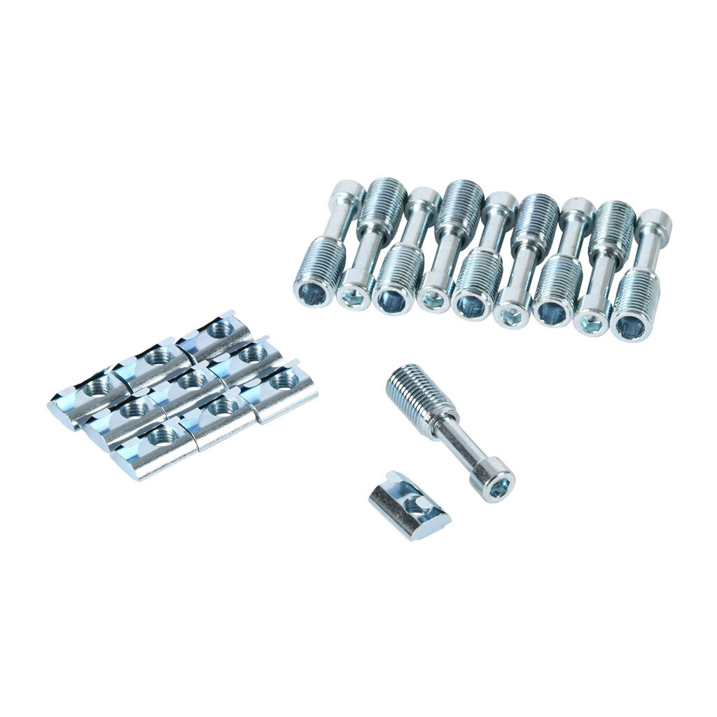 151242 - FATH T-matic connector, silver, zinc plated steel, slot size 10. Package of 10. For use with all 45mm and 90mm profile light T-slotted rails. Manufacturer part number: 099H103.