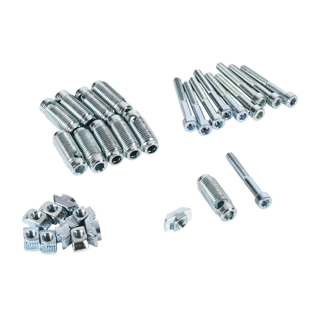 151243 - FATH automatic connector, silver, steel, slot size 10. Package of 10. For use with all 45mm and 90mm profile light T-slotted rails. Manufacturer part number: 099G103.