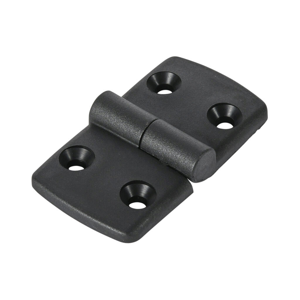 151263 - FATH right-hand detachable combination hinge, black, fiberglass reinforced plastic, slot size 10. For use with all 45mm and 90mm profile T-slotted rails. Manufacturer part number: 095K4545R10.