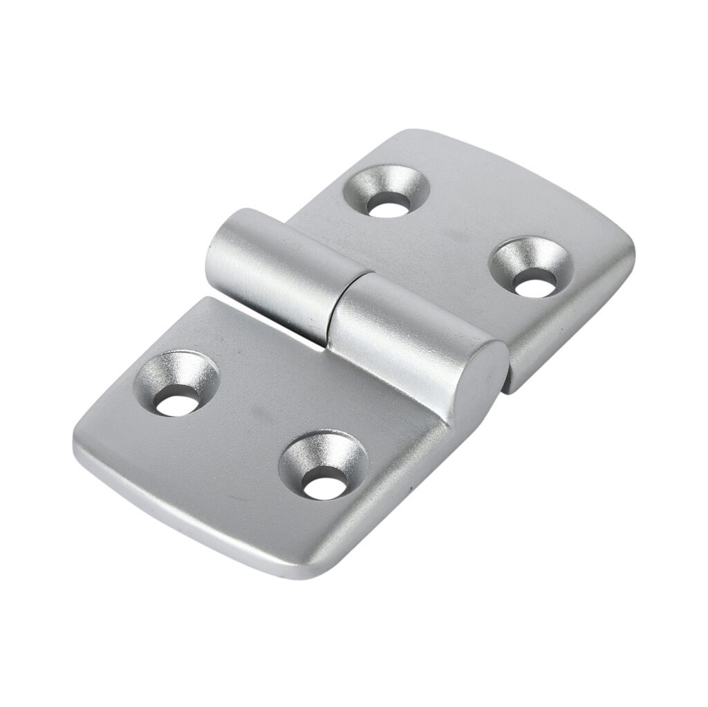 151266 - FATH left-hand detachable combination hinge, silver, die-cast aluminum, slot size 10. For use with all 45mm and 90mm profile T-slotted rails. Manufacturer part number: 095A4545LS20.