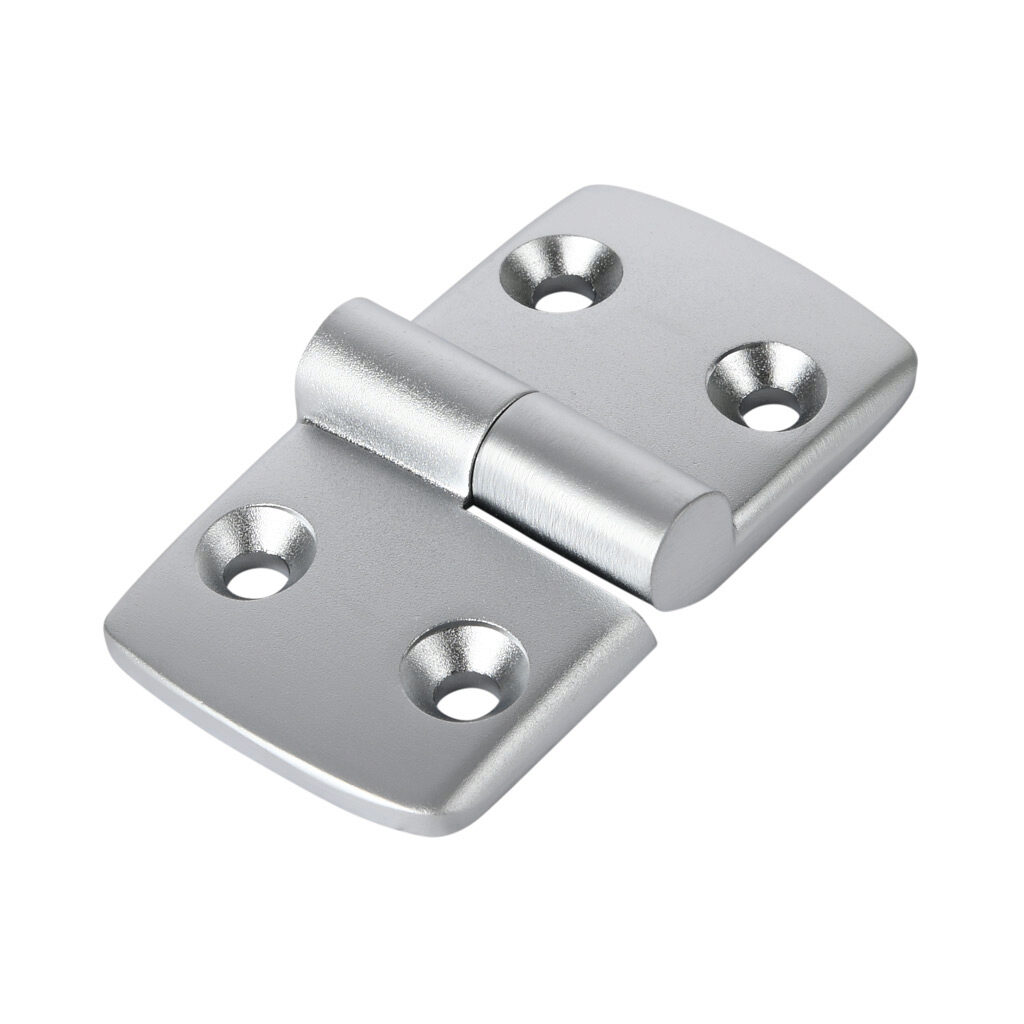 151267 - FATH right-hand detachable combination hinge, silver, die-cast aluminum, slot size 10. For use with all 45mm and 90mm profile T-slotted rails. Manufacturer part number: 095A4545RS20.
