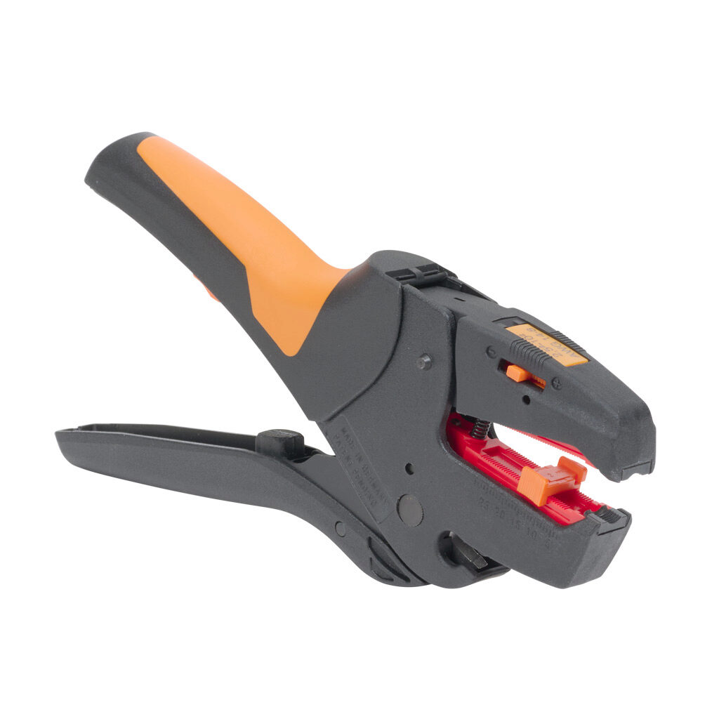 1512780000 - Weidmuller STRIPAX automatic cutting and stripping tool, compatible with round wire, special steel hardened cutting edges, self-adjusting, 14-8 AWG wire stripping capacity, 10 AWG cutting capacity.
