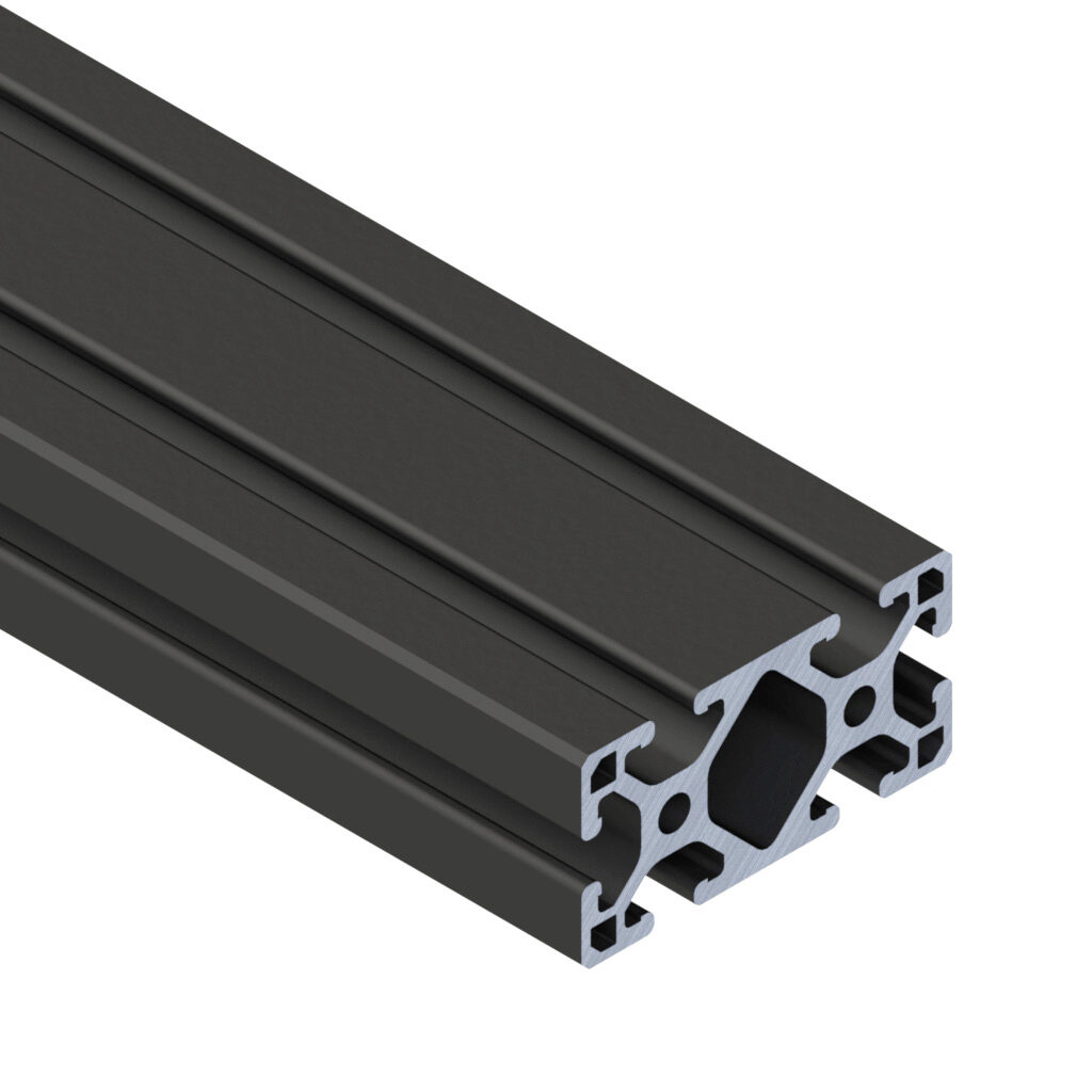 1530BL - SureFrame 15 Series light T-slotted rail, black, 6063-T6 anodized aluminum alloy, cut to length, 1.5 x 3in profile, slot size 8.