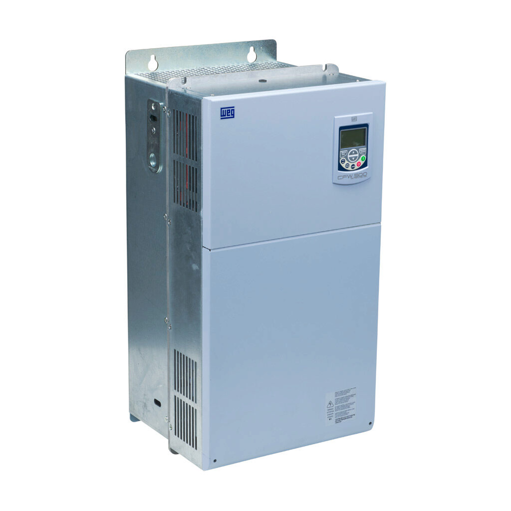 15448372 - WEG Electric CFW500 series AC high-performance drive, enclosed, 460 VAC, 100hp with 3-phase input, SVC, V/Hz, VVW, FOC, encoder or torque mode, G frame, RS-485, integrated dynamic braking. Optional communication and STO modules available.