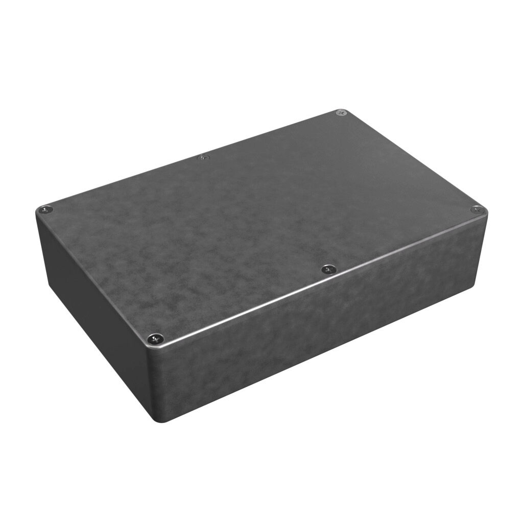 1550Z124 - Hammond enclosure, NEMA 1/4/4X/12/13, 223 x 147 x 55mm (HxWxD), die-cast aluminum alloy, screw cover.