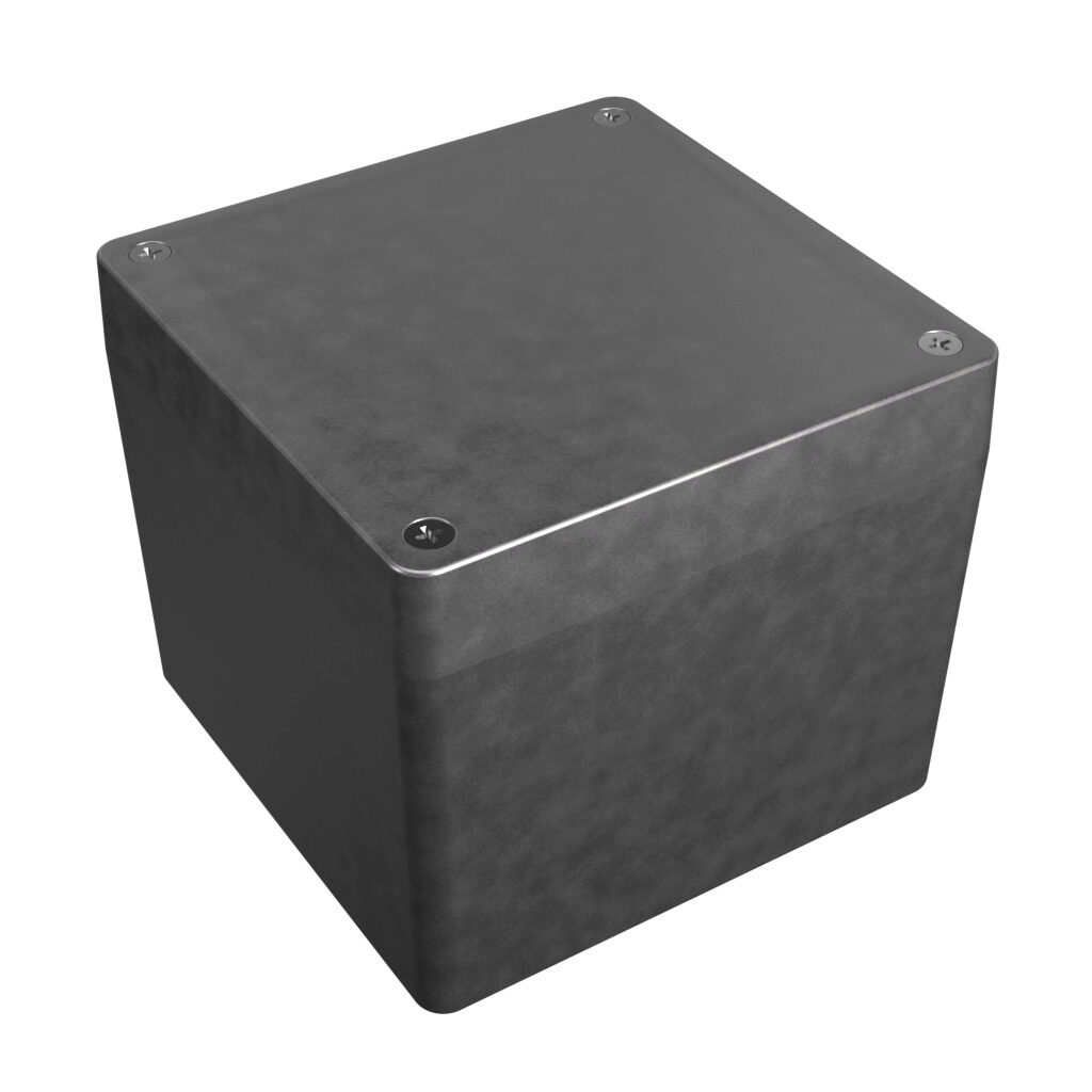 1550Z137 - Hammond enclosure, NEMA 1/4/4X/12/13, 121 x 121 x 102mm (HxWxD), die-cast aluminum alloy, screw cover.