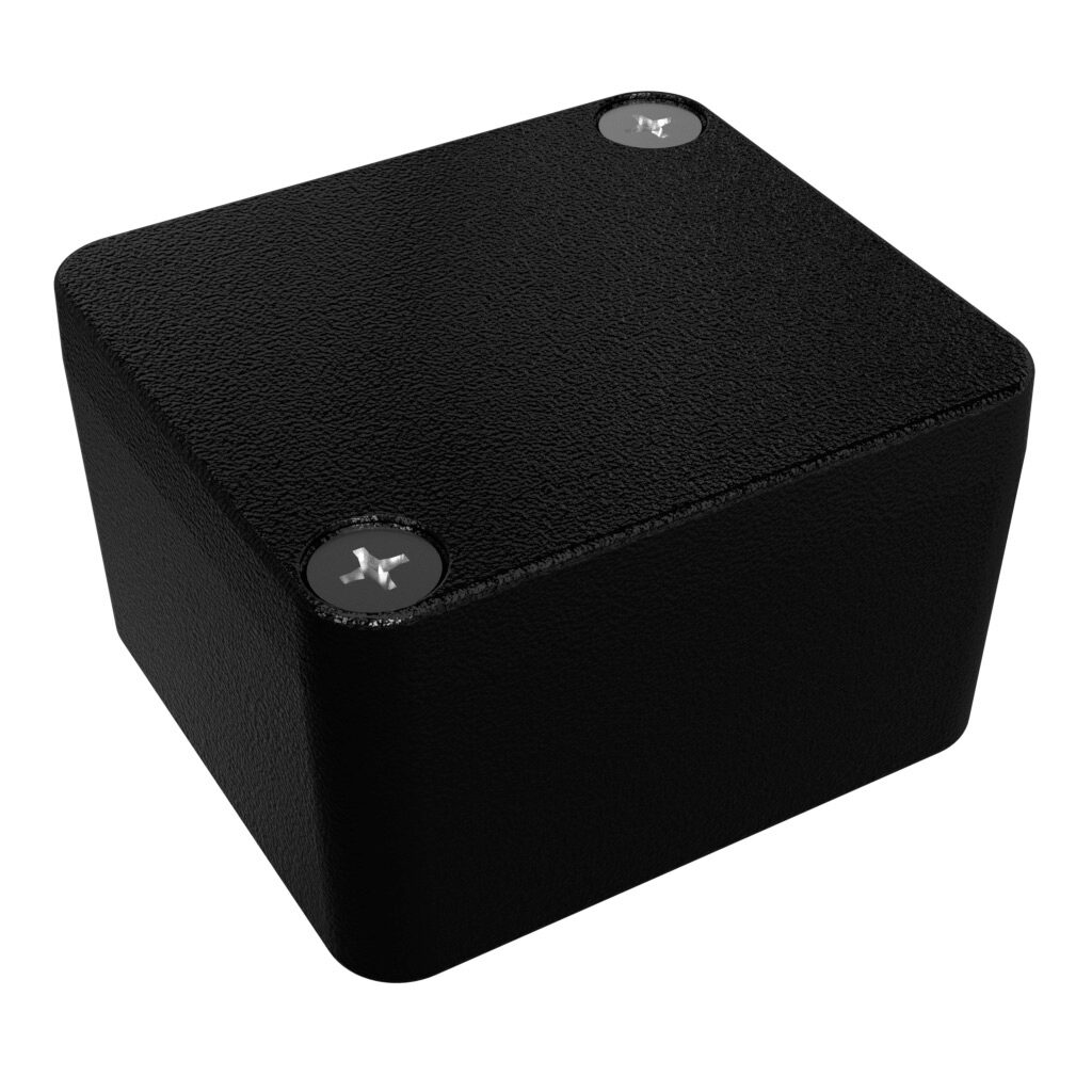 1590Z060BK - Hammond enclosure, NEMA 4/4X/6/6P, 50 x 45 x 30mm (HxWxD), die-cast aluminum alloy, black, powder coat finish, screw cover.