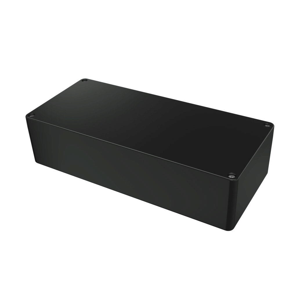 1590ZGRP163BK - Hammond enclosure, NEMA 4/4X, 360 x 160 x 90mm (HxWxD), fiberglass reinforced polyester, black, screw cover, purchase subpanel separately.
