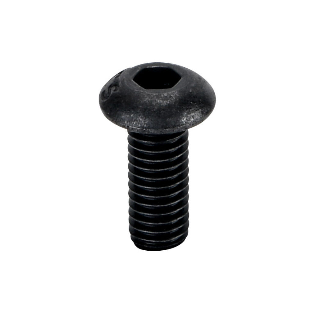 161046 - FATH button head socket cap screw, black, #10-32 UNF x 1/2in, zinc plated steel, slot size 6/8/10. Package of 10. For use with all T-slotted rails. Manufacturer part number: 4ISO7380U1032.50M.