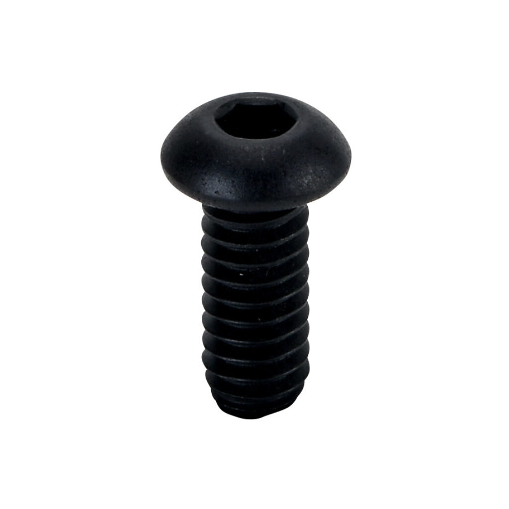 161050 - FATH button head socket cap screw, black, 1/4-20 UNC x 5/8in, zinc plated steel, slot size 6/8/10. Package of 10. For use with all T-slotted rails. Manufacturer part number: 4ISO7380U1/4.62M.
