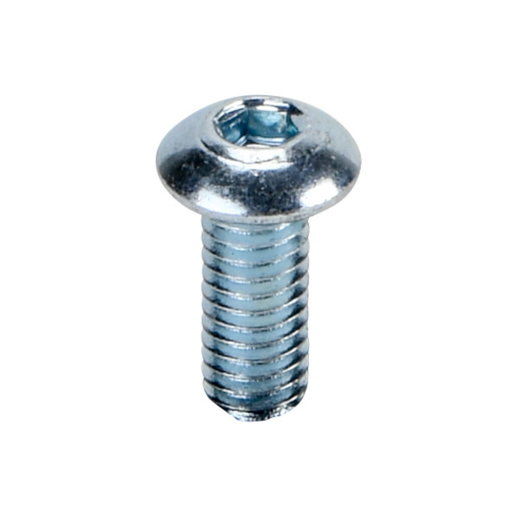 161056 - FATH button head socket cap screw, silver, M4-0.7 x 10mm, zinc plated steel, slot size 6/8/10. Package of 10. For use with all T-slotted rails. Manufacturer part number: 4ISO7380M0410M.