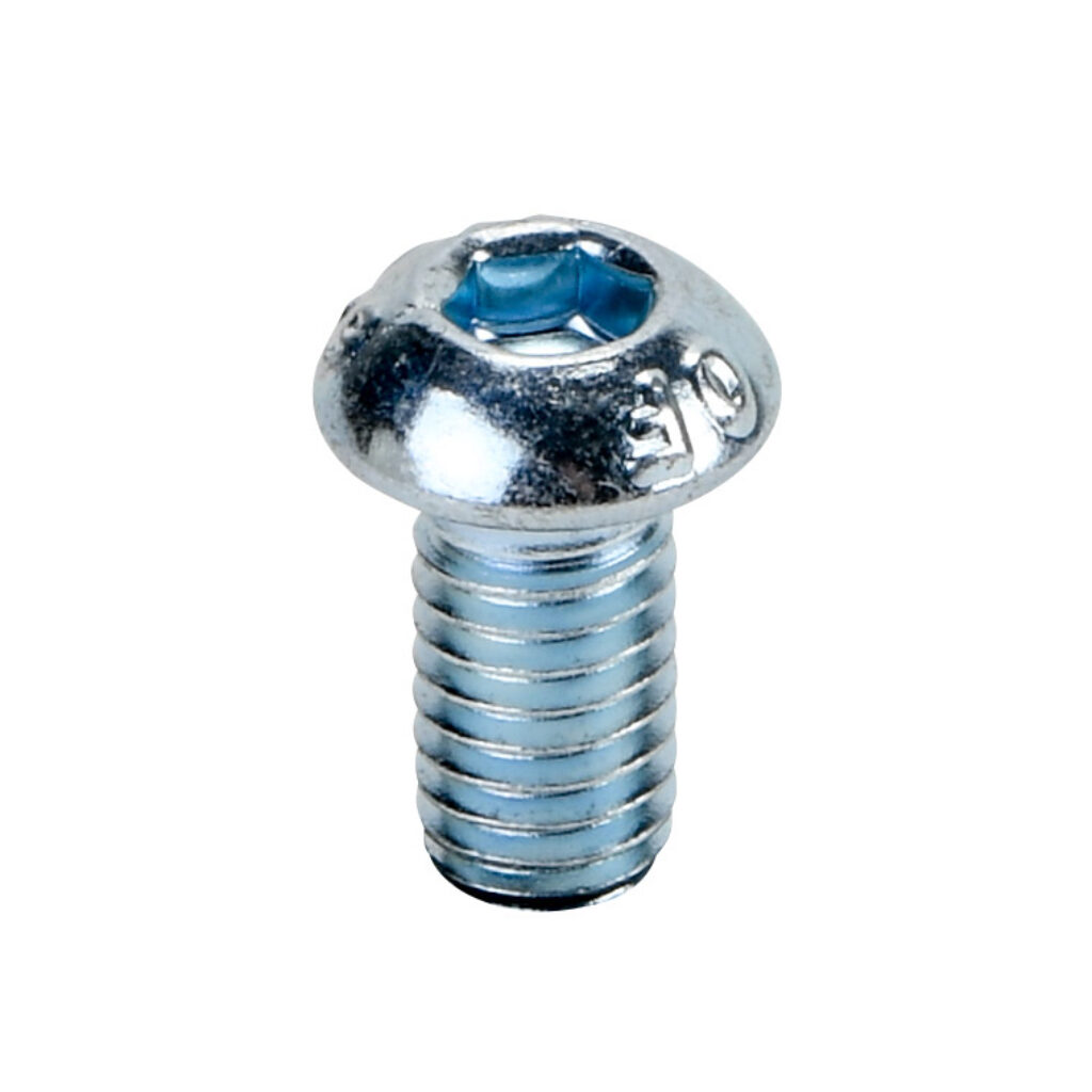 161059 - FATH button head socket cap screw, silver, M6-1.0 x 12mm, zinc plated steel, slot size 6/8/10. Package of 10. For use with all T-slotted rails. Manufacturer part number: 4ISO7380M0612M.