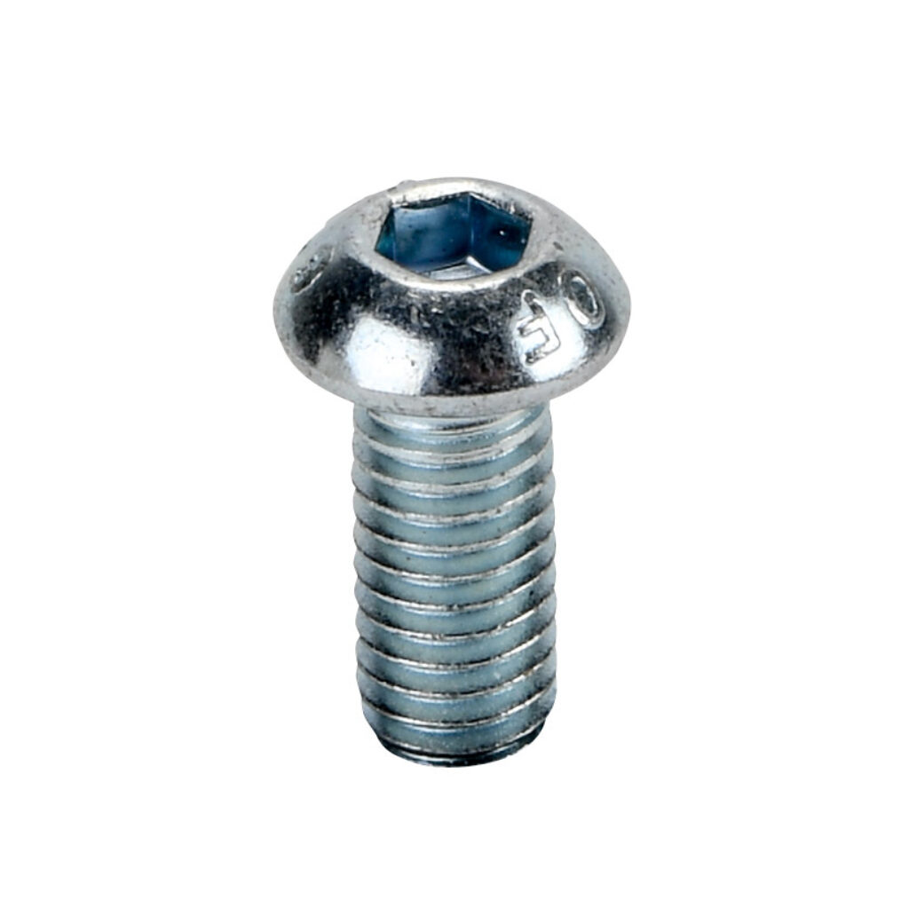 161060 - FATH button head socket cap screw, silver, M6-1.0 x 14mm, zinc plated steel, slot size 6/8/10. Package of 10. For use with all T-slotted rails. Manufacturer part number: 4ISO7380M0614M.