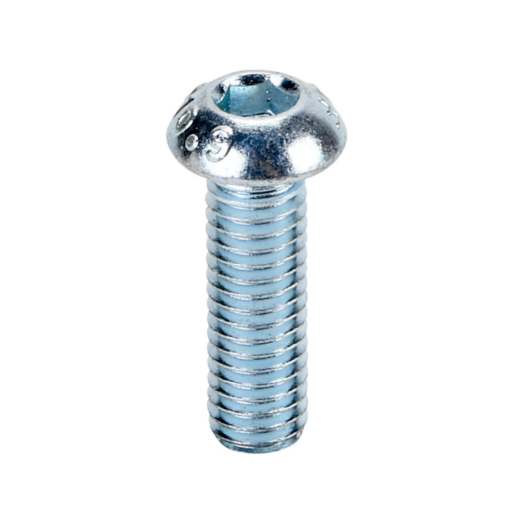 161063 - FATH button head socket cap screw, silver, M6-1.0 x 20mm, zinc plated steel, slot size 6/8/10. Package of 10. For use with all T-slotted rails. Manufacturer part number: 4ISO7380M0620M.