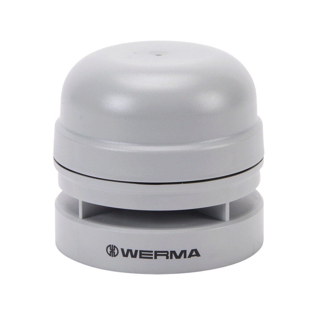16170060 - WERMA EvoSIGNAL Midi series audible signal horn, 110 dB at 1m, 3.3 kHz tone frequency, (10) selectable tone(s), 115-230 VAC, modular mount, ABS/polycarbonate housing, gray, IP66. Requires mounting adapter.