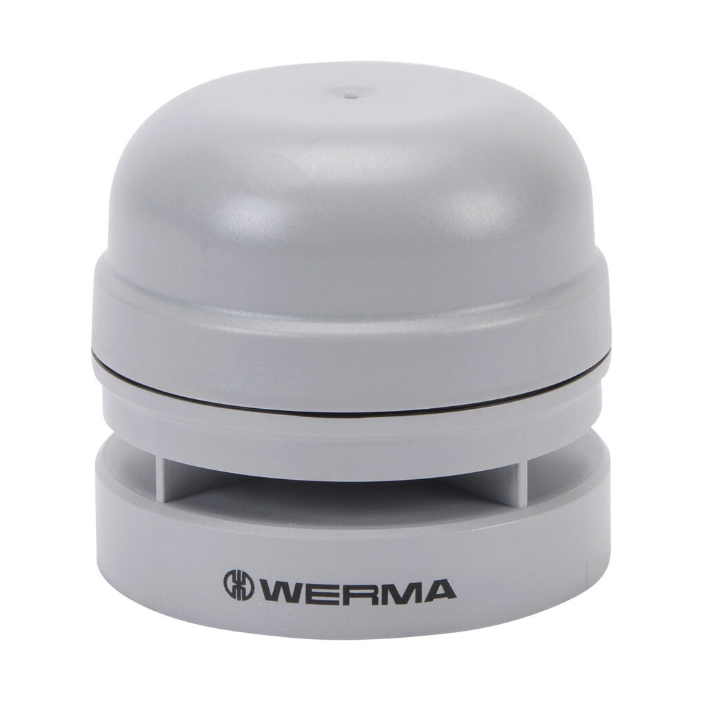 16170070 - WERMA EvoSIGNAL Midi series audible signal horn, 110 dB at 1m, 3.3 kHz tone frequency, (10) selectable tone(s), 12/24 VAC/VDC, modular mount, ABS/polycarbonate housing, gray, IP66. Requires mounting adapter.