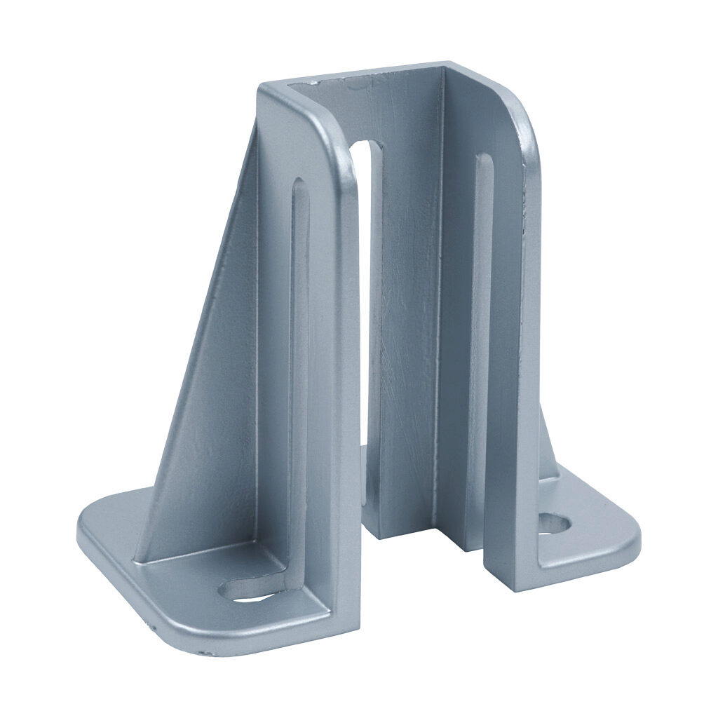 162889 - FATH foot console, silver, 7 holes, 40 x 40mm, die-cast aluminum, slot size 8. For use with all 40mm T-slotted rails. Manufacturer part number: 098G40L85128A.