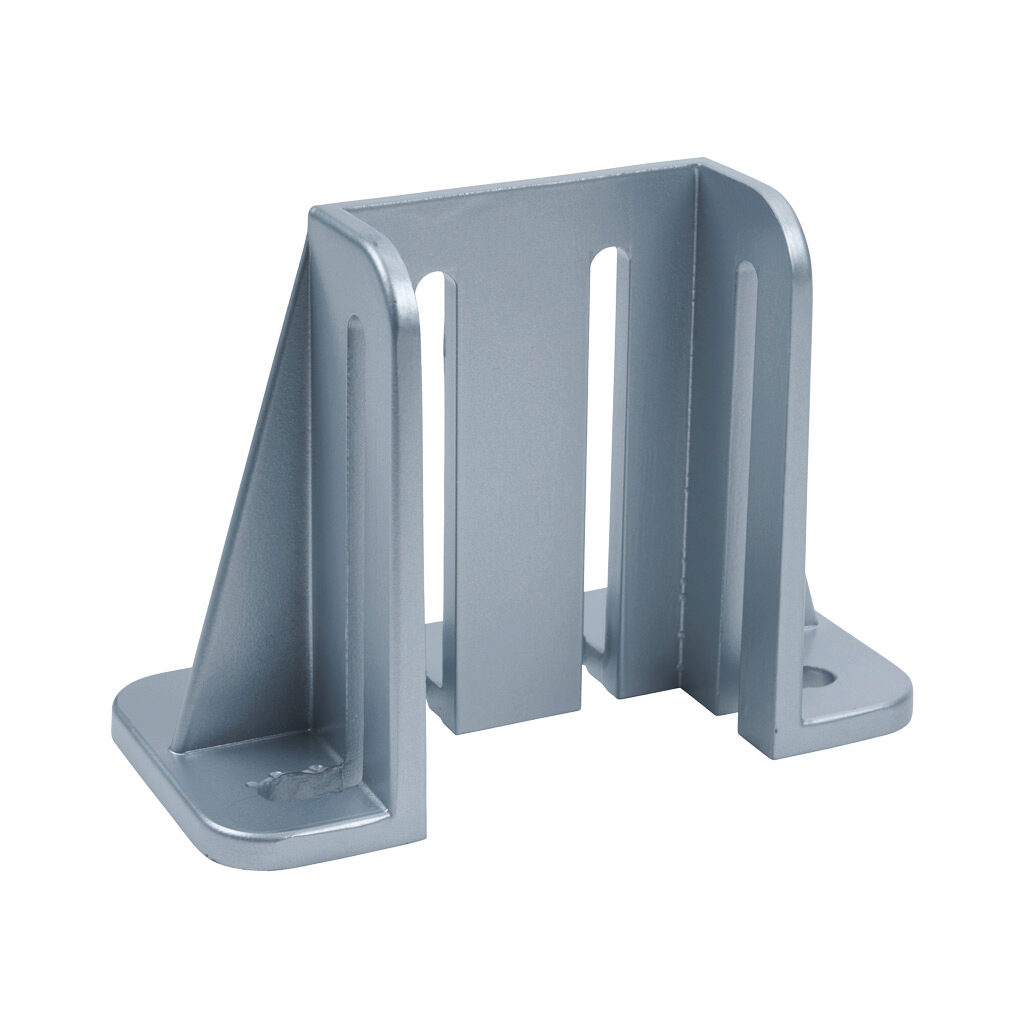 162890 - FATH foot console, silver, 8 holes, 40 x 80mm, die-cast aluminum, slot size 8. For use with all 80mm T-slotted rails. Manufacturer part number: 098G4080L85168A.