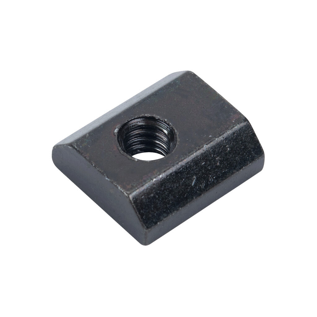 162904 - FATH slide-in nut, black, 1/4-20 UNC, zinc plated steel, slot size 8. Package of 10. For use with all 1.5in, 3in, 40mm and 80mm profile T-slotted rails. Manufacturer part number: 096ST15U1/4.
