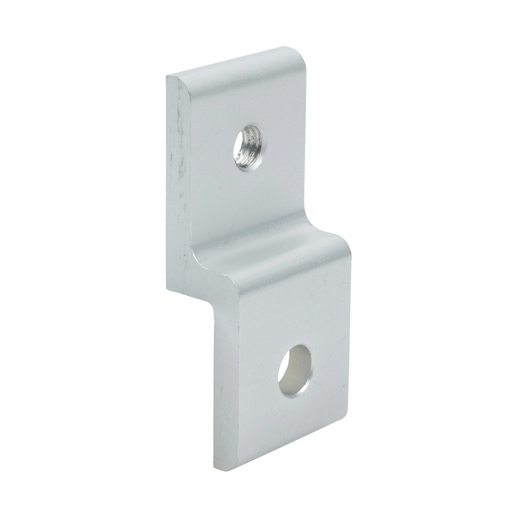 162912 - FATH panel holder, silver, anodized aluminum, slot size 8. For use with all 30mm and 60mm profile T-slotted rails. Manufacturer part number: 093P30N.