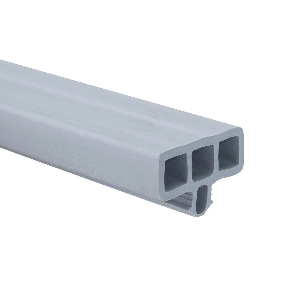 162929 - FATH side protection profile, gray, 2000mm, thermoplastic rubber, slot size 8. Package of 5. For use with all 1.5in, 3in, 40mm and 80mm profile T-slotted rails. Manufacturer part number: 092324.