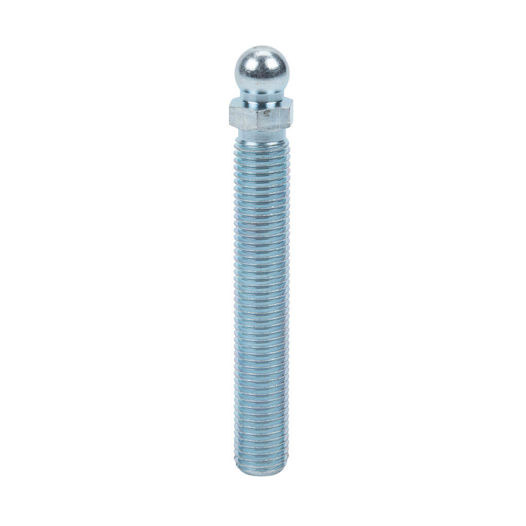 162938 - FATH swivel foot threaded rod, silver, M16-2.0 x 100mm, zinc plated steel, ball joint size 15. For use with all T-slotted rails. Requires ball joint size 15 swivel base and M16-2.0 thread transport/base plate. Manufacturer part number: 09...
