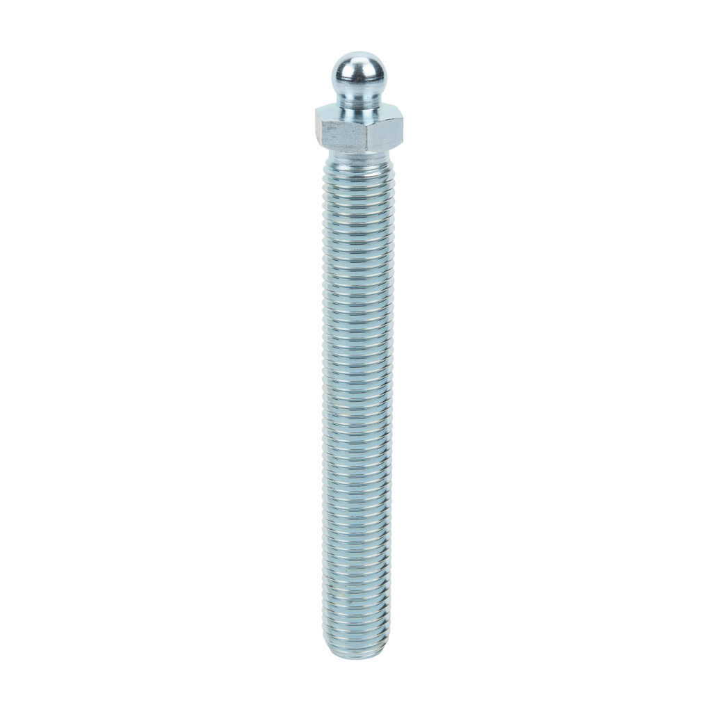 162939 - FATH swivel foot threaded rod, silver, M20-2.5 x 150mm, zinc plated steel, ball joint size 15. For use with all T-slotted rails. Requires ball joint size 15 swivel base and M20-2.5 thread transport/base plate. Manufacturer part number: 09...