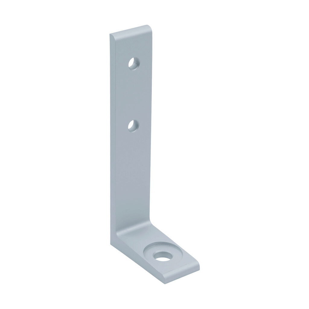 162956 - FATH floor bracket, silver, 27 x 140mm, anodized aluminum, slot size 8. For use with all 30mm and 60mm T-slotted rails. Manufacturer part number: 093BA14030.