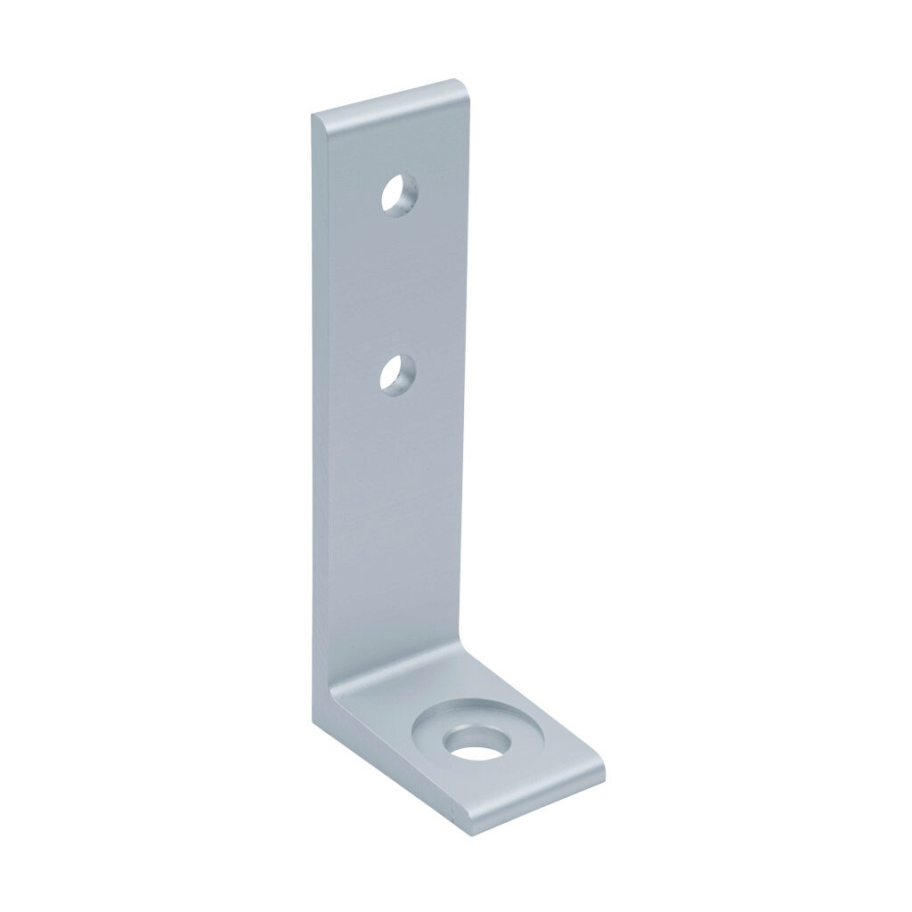 162958 - FATH floor bracket, silver, 36 x 140mm, anodized aluminum, slot size 8. For use with all 40mm and 80mm T-slotted rails. Manufacturer part number: 093BA14040.