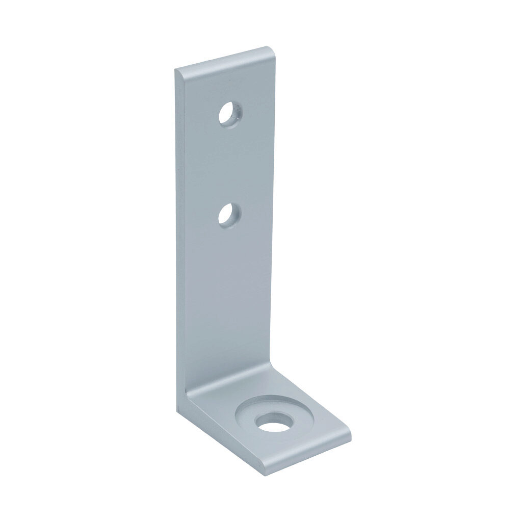 162959 - FATH floor bracket, silver, 41 x 140mm, anodized aluminum, slot size 10. For use with all 45mm and 90mm T-slotted rails. Manufacturer part number: 093BA14045.