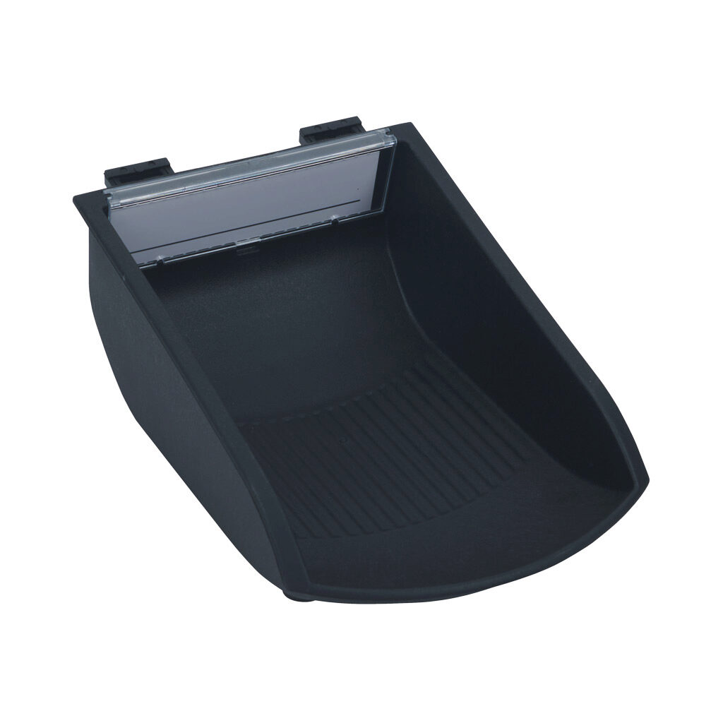 162964 - FATH grab tray, black, nylon, slot size 8. For use with all 1.5in, 3in, 30mm, 40mm, 60mm and 80mm profile T-slotted rails. Label included. Manufacturer part number: 061MGT2D391N08.