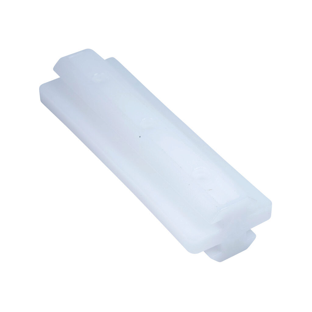 162968 - FATH profile slider center slot, white, polyoxymethylene (POM), slot size 8. For use with all 30mm and 60mm profile T-slotted rails. Manufacturer part number: 093SM08.