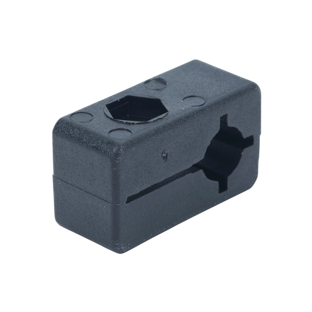 162973 - FATH sensor mounting block, black, 8mm, nylon, slot size 6/8/10. For use with all T-slotted rails. Manufacturer part number: 093213.
