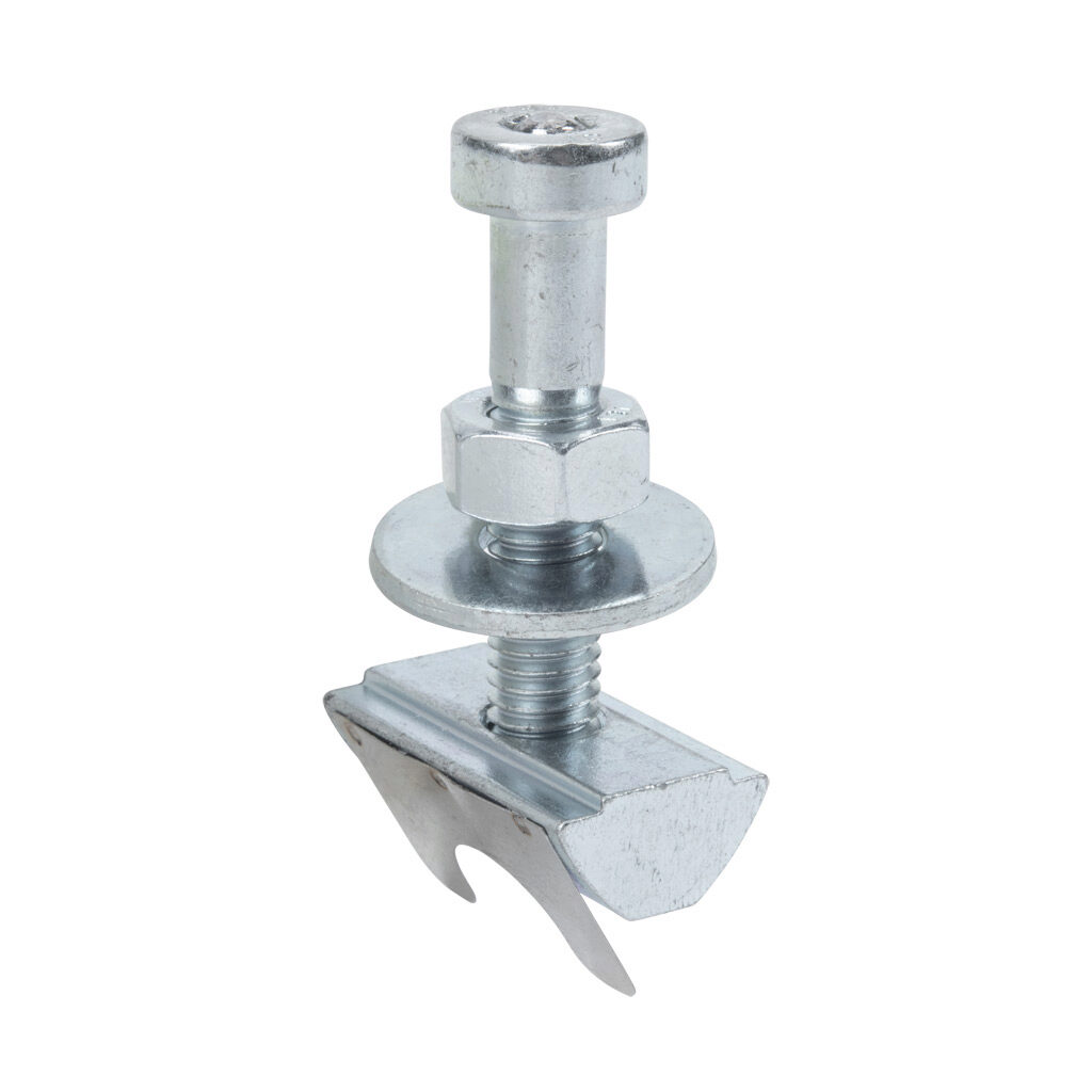162976 - FATH mounting element, silver, steel, slot size 8. For use with all 40mm and 80mm profile T-slotted rails. Requires FATH 162975 clamp profile connector. Manufacturer part number: 093XWWC401N08.