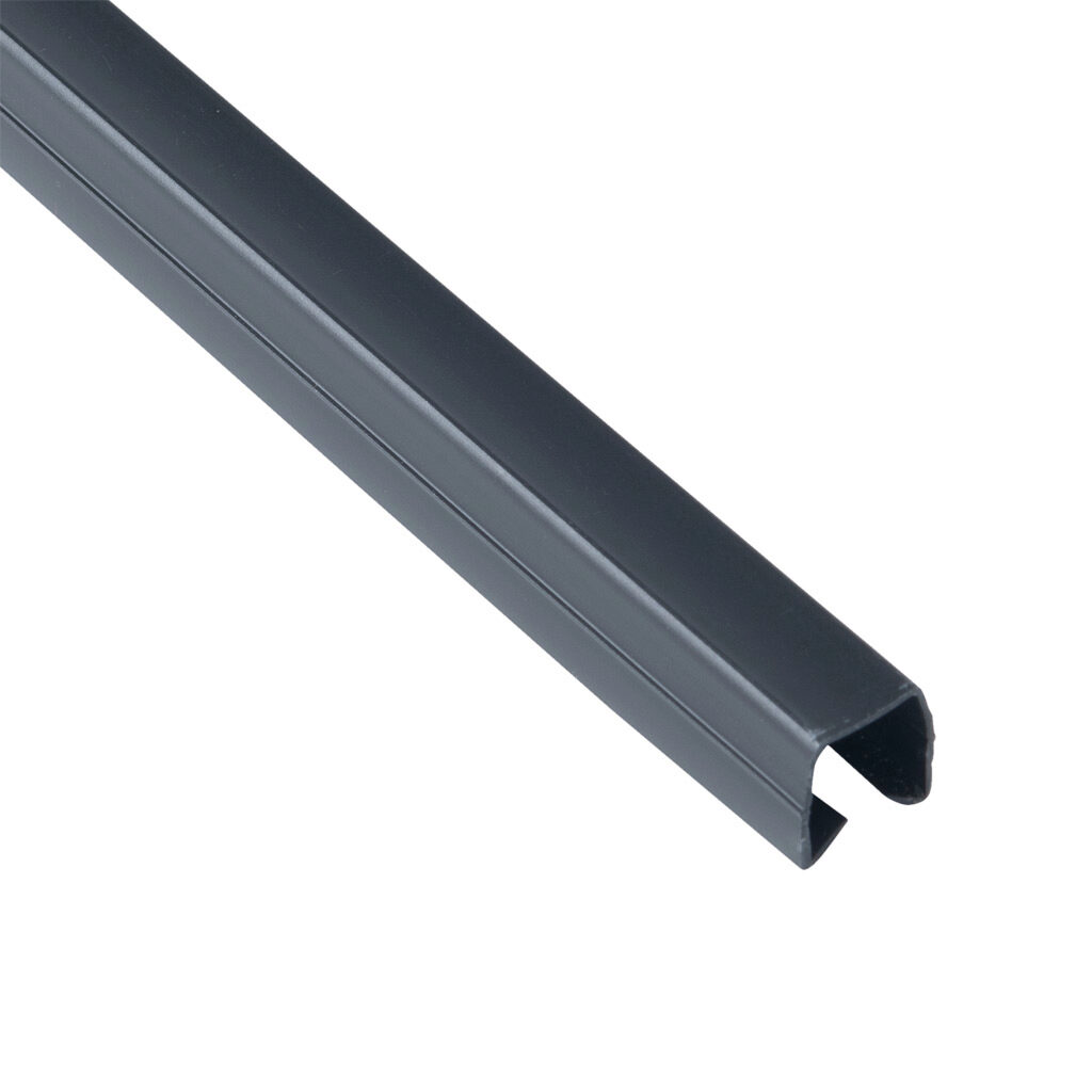 162981 - FATH cover and reduction profile, black, polypropylene, slot size 10. Package of 25. For use with all 45mm and 90mm profile T-slotted rails. Manufacturer part number: 092243.