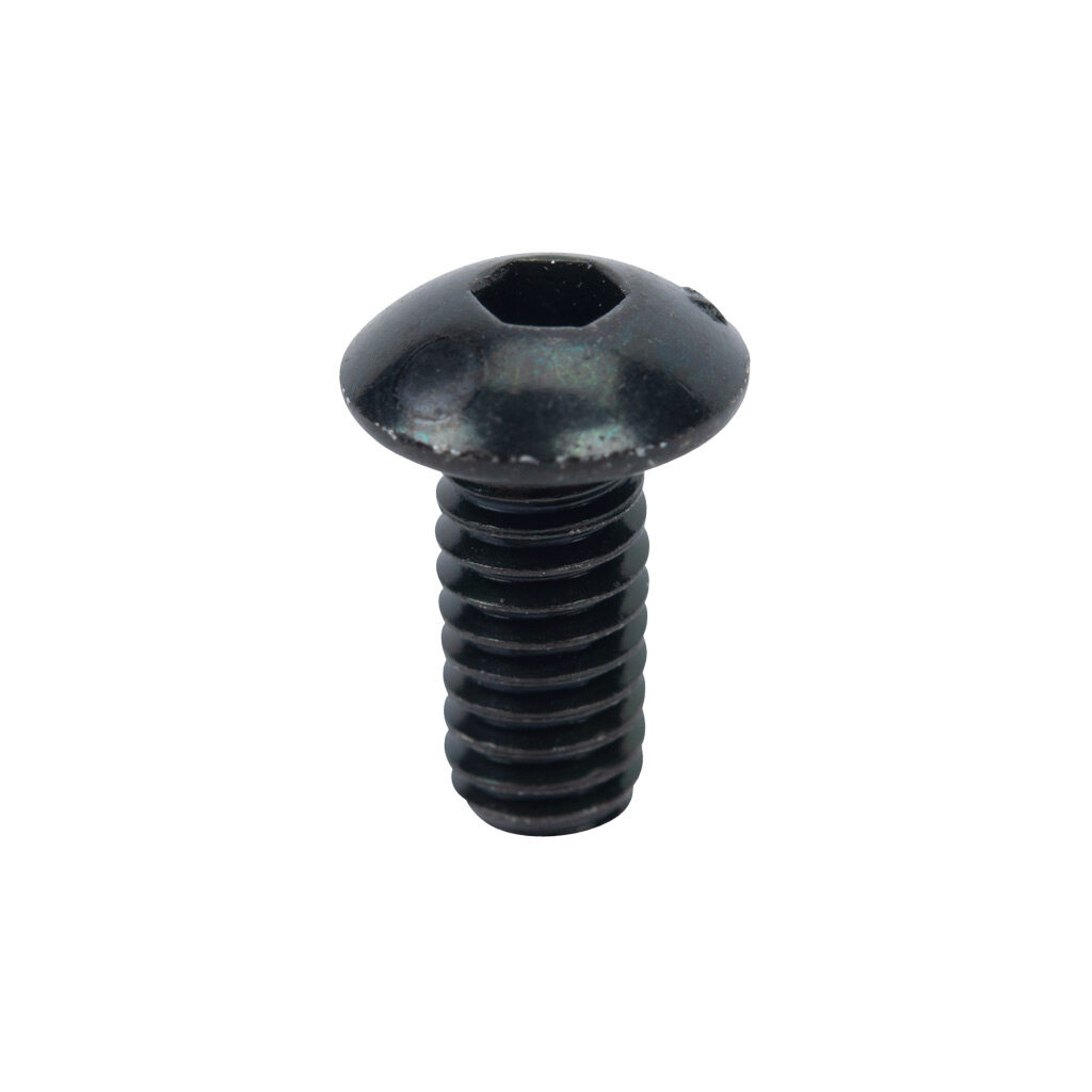 162993 - FATH button head socket cap screw, black, #10-32 UNF x 3/8in, zinc plated steel, slot size 6/8/10. Package of 10. For use with all T-slotted rails. Manufacturer part number: 4ISO7380U1032.38M.