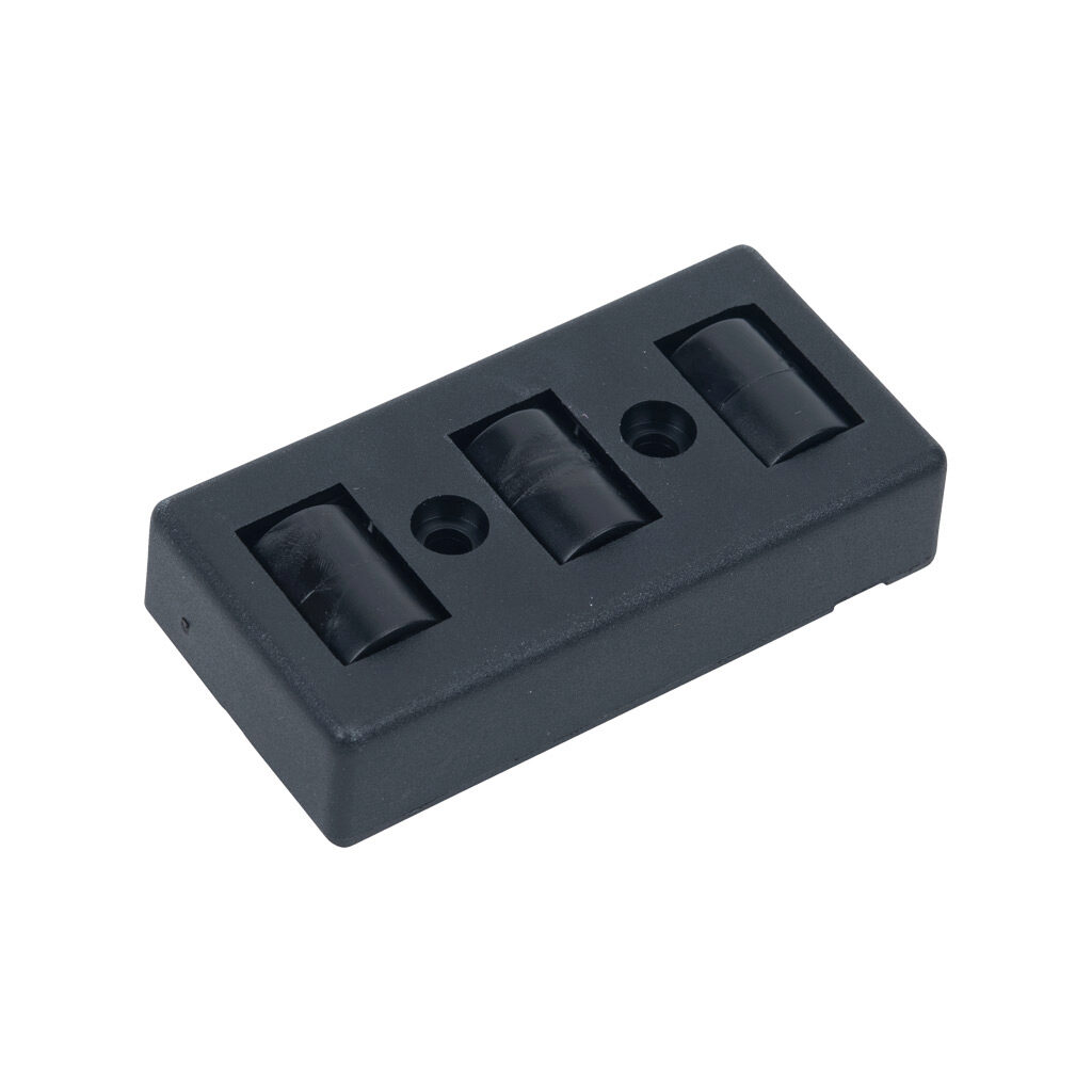 163021 - FATH roller element, black, thermoplastic polyurethane/nylon/steel, slot size 8. For use with all 1.5in, 3in, 40mm and 80mm profile T-slotted rails. Mounting hardware included. Manufacturer part number: 09309302.