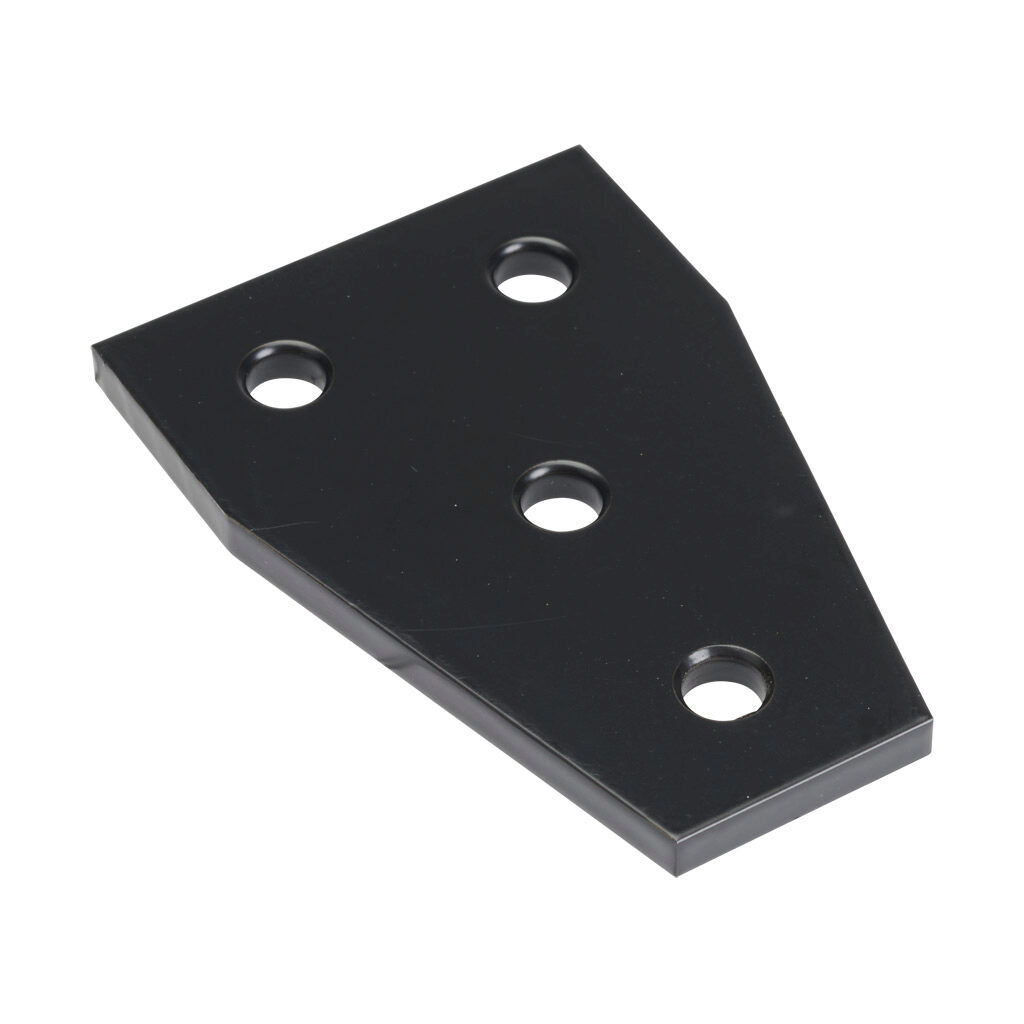166242 - FATH T-shaped flat plate, black, 4 holes, aluminum, slot size 6. For use with all 1in and 2in profile T-slotted rails. Manufacturer part number: 093EVT5176S.